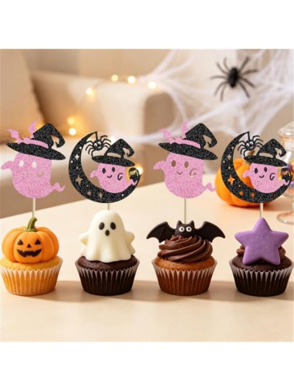 Halloween Cupcake Toppers Glitter Ghost Cupcake Picks, Festive Decorations for - Picture 7 of 7